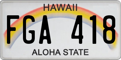 HI license plate FGA418