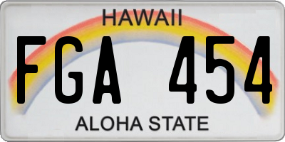 HI license plate FGA454