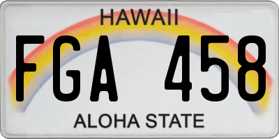HI license plate FGA458