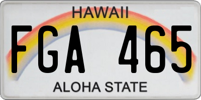 HI license plate FGA465