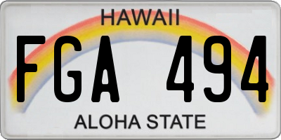 HI license plate FGA494