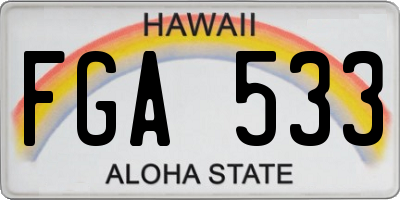 HI license plate FGA533