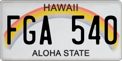 HI license plate FGA540