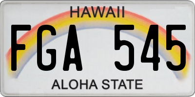 HI license plate FGA545
