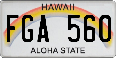 HI license plate FGA560