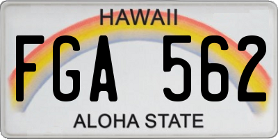 HI license plate FGA562