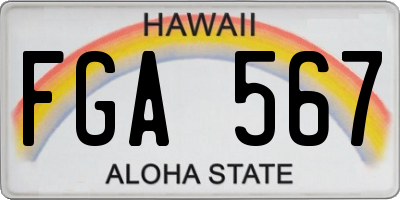 HI license plate FGA567