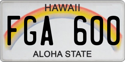 HI license plate FGA600
