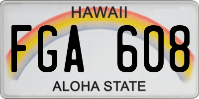 HI license plate FGA608