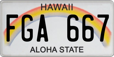 HI license plate FGA667
