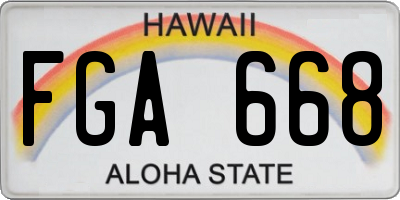 HI license plate FGA668