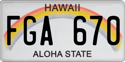 HI license plate FGA670