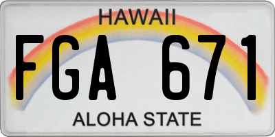 HI license plate FGA671