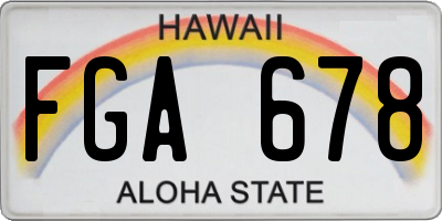 HI license plate FGA678