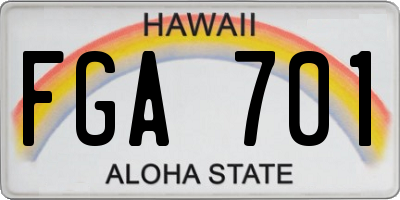 HI license plate FGA701