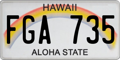 HI license plate FGA735
