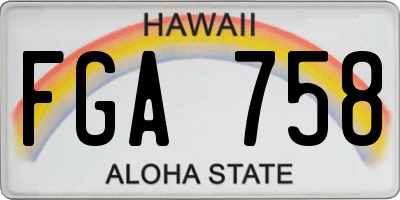HI license plate FGA758