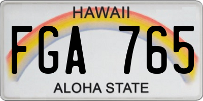HI license plate FGA765