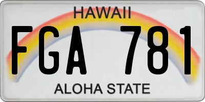 HI license plate FGA781