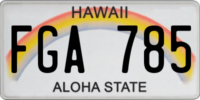 HI license plate FGA785