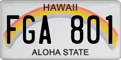 HI license plate FGA801