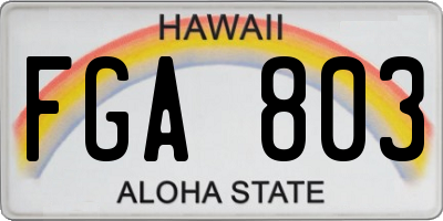 HI license plate FGA803