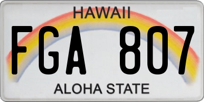 HI license plate FGA807