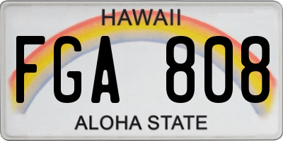 HI license plate FGA808