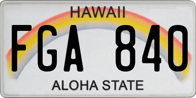 HI license plate FGA840