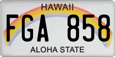 HI license plate FGA858
