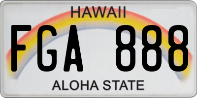 HI license plate FGA888
