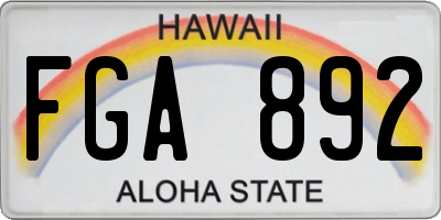 HI license plate FGA892