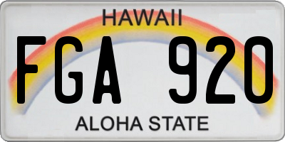 HI license plate FGA920