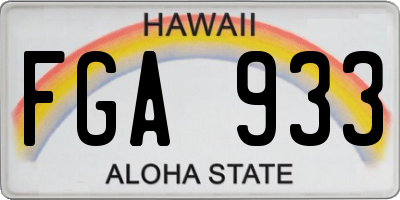 HI license plate FGA933