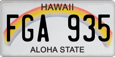 HI license plate FGA935