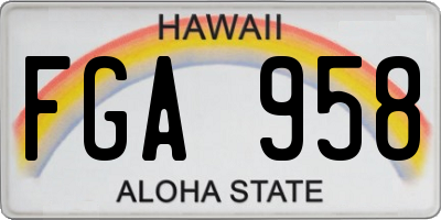 HI license plate FGA958