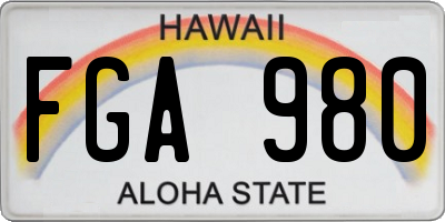 HI license plate FGA980