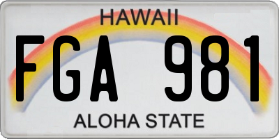 HI license plate FGA981