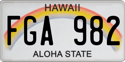 HI license plate FGA982