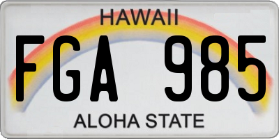 HI license plate FGA985