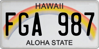 HI license plate FGA987