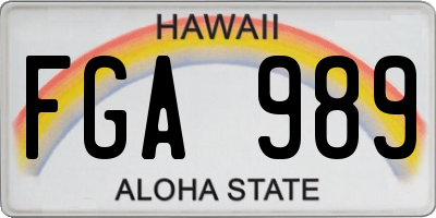 HI license plate FGA989