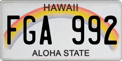 HI license plate FGA992