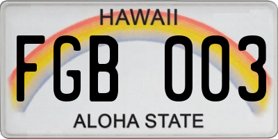 HI license plate FGB003