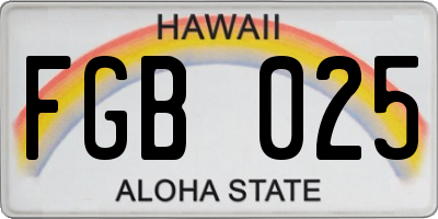 HI license plate FGB025