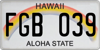 HI license plate FGB039