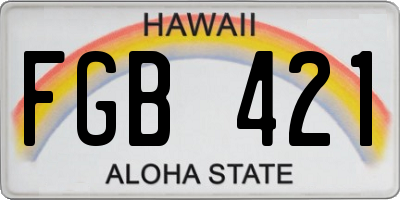 HI license plate FGB421