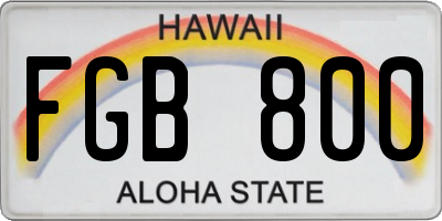 HI license plate FGB800