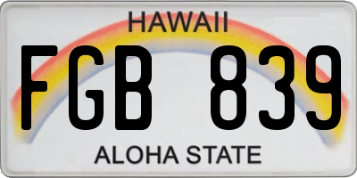 HI license plate FGB839