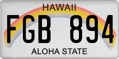 HI license plate FGB894